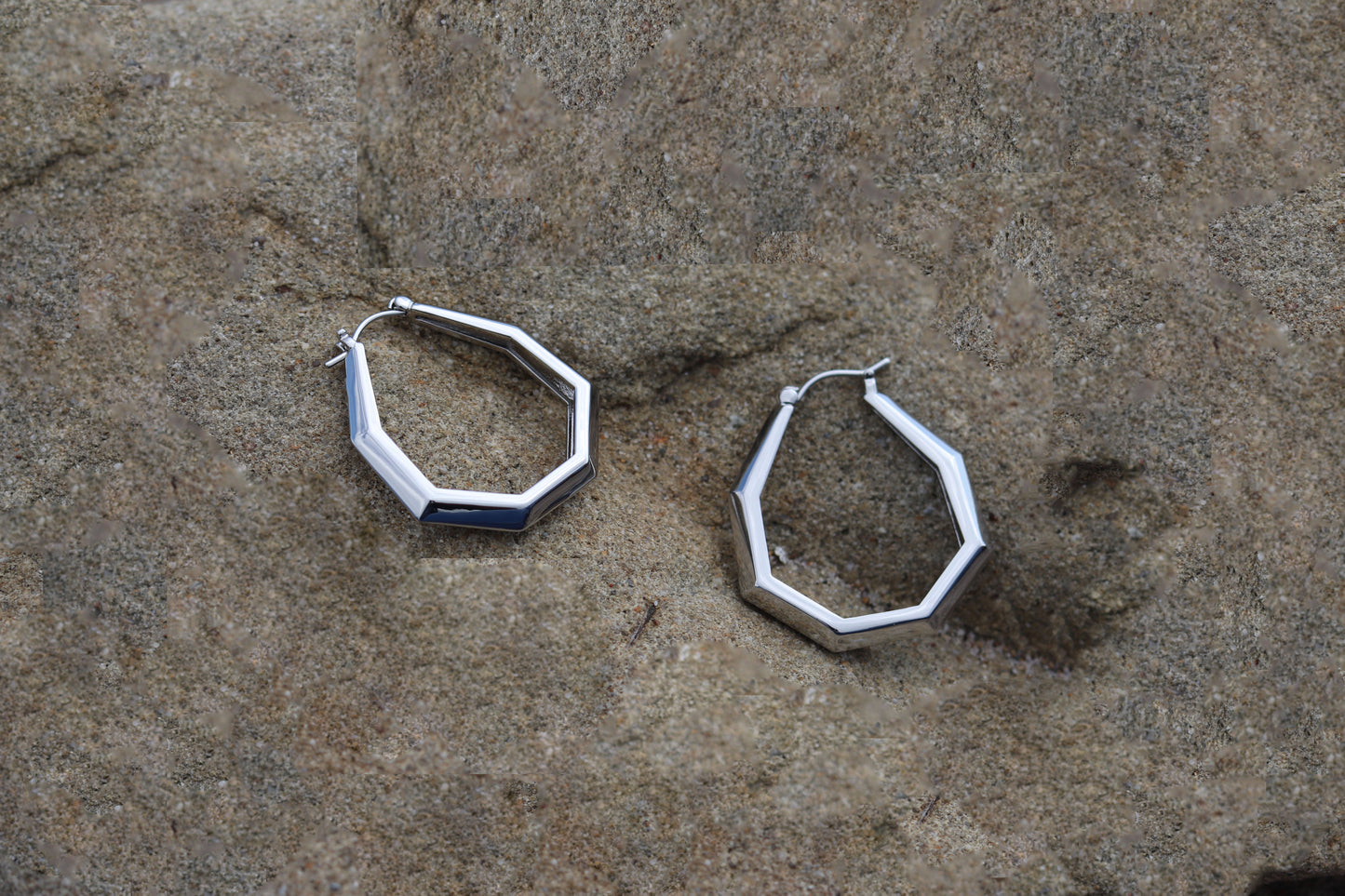 Small Octagon Hoops Silver