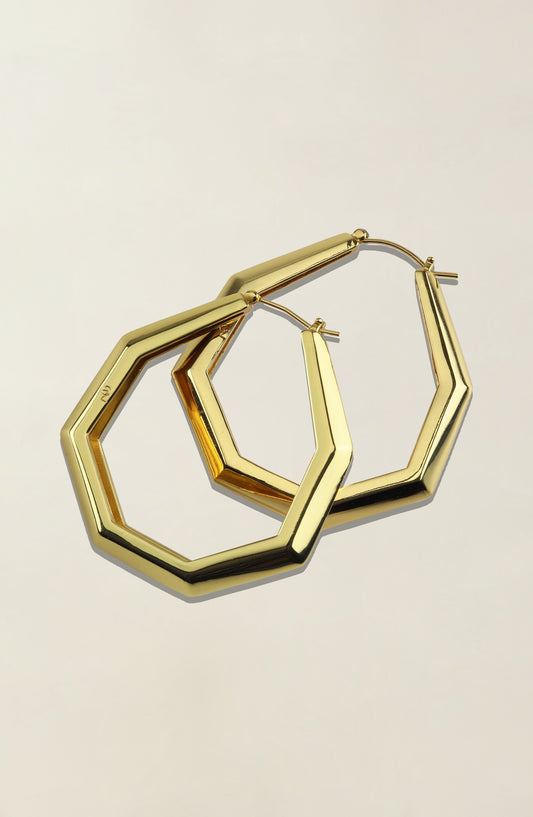 Large Octagon Hoops Gold