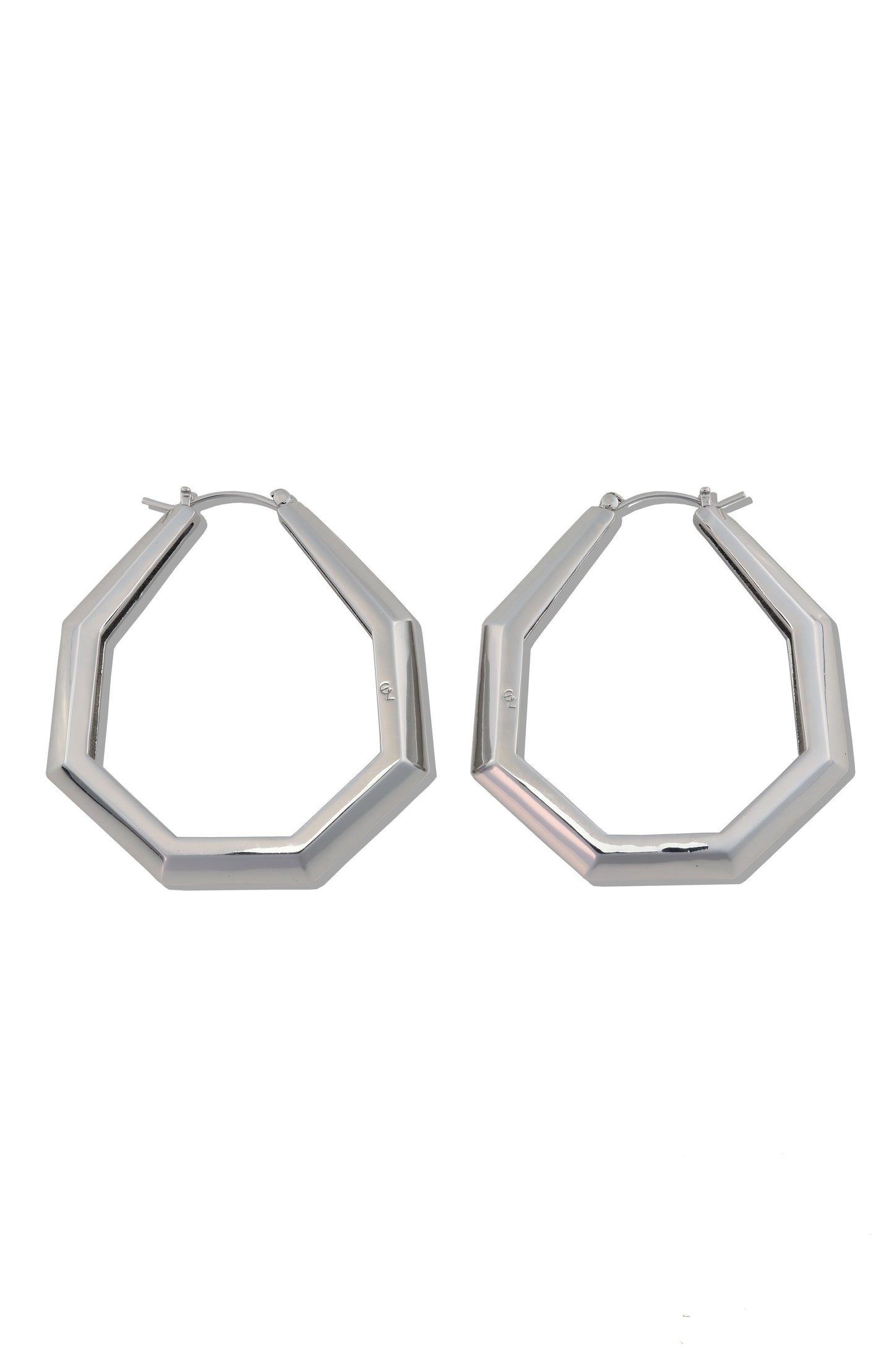 Large Octagon Hoops in Silver