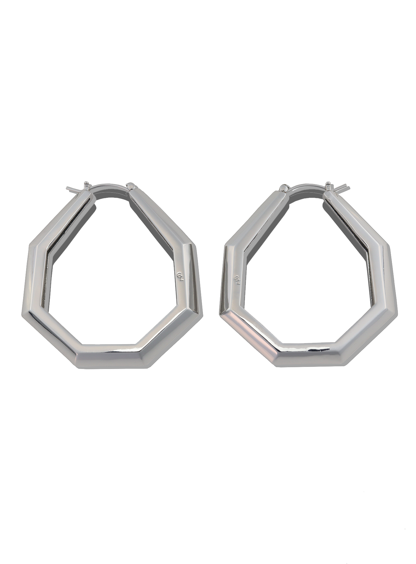 Large Octagon Hoops in Silver - Elizabeth Laine