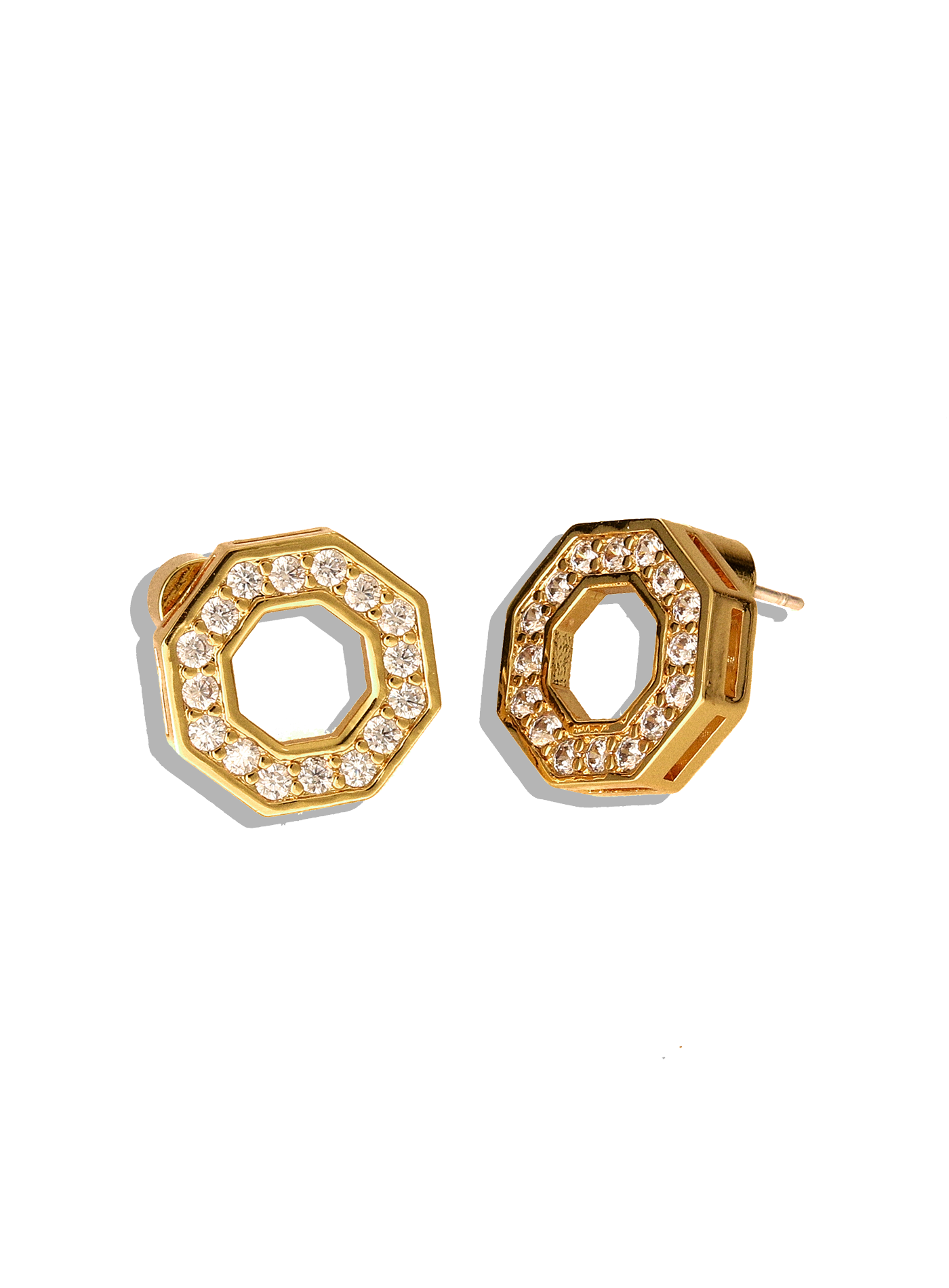 Octagon Stud Earrings in Gold