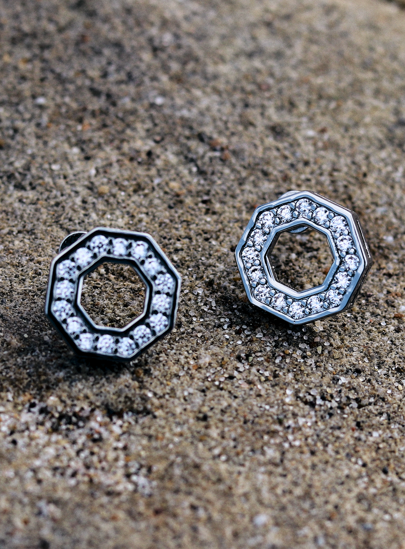 Octagon Stud Earrings in Silver