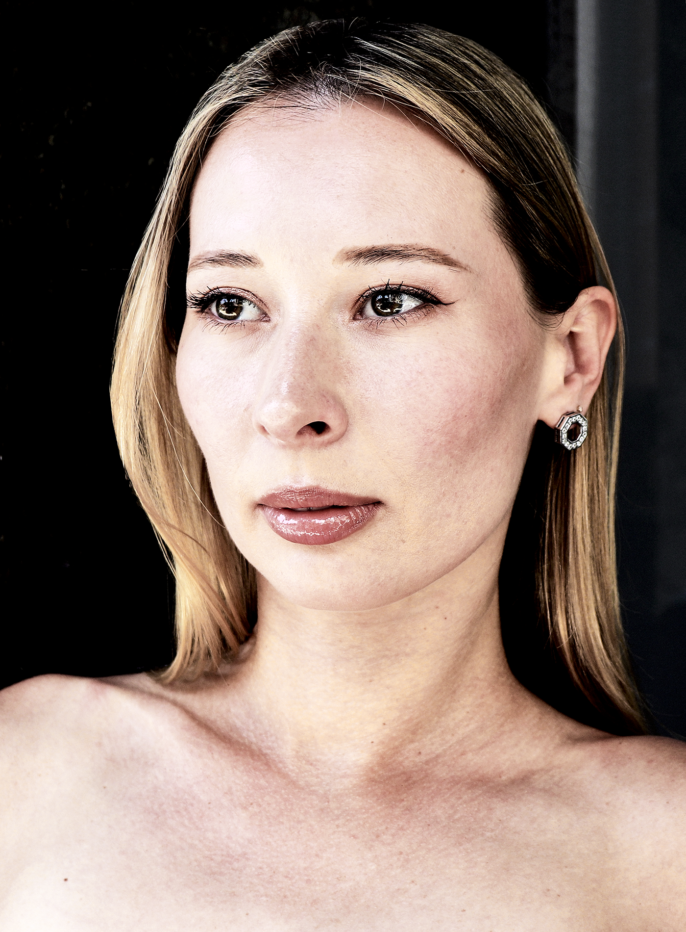 Octagon Stud Earrings in Silver