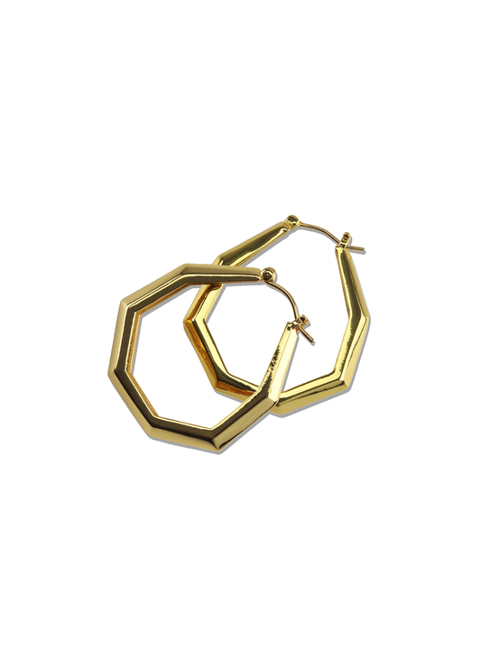 Small Octagon Hoops in Gold - Elizabeth Laine