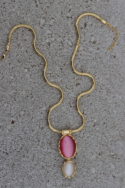 Monde Statement Necklace Pink White