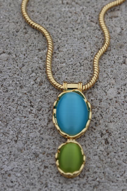 Monde Statement Necklace Turquoise Lime