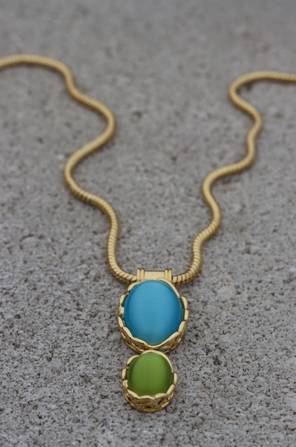 Monde Statement Necklace Turquoise Lime