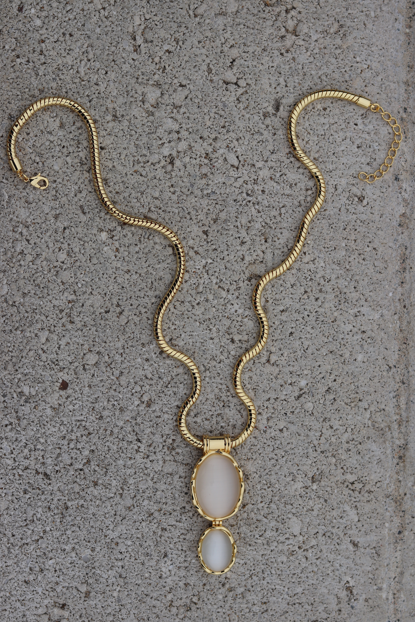 Monde Statement Necklace White