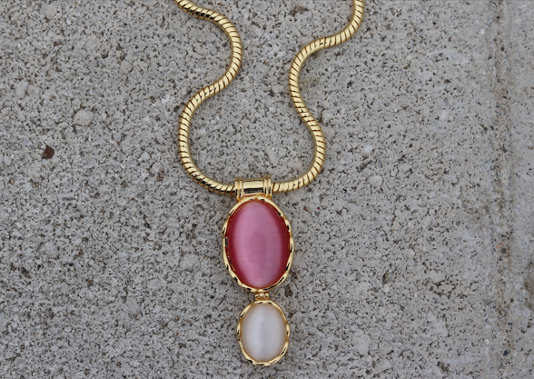 Monde Statement Necklace Pink White