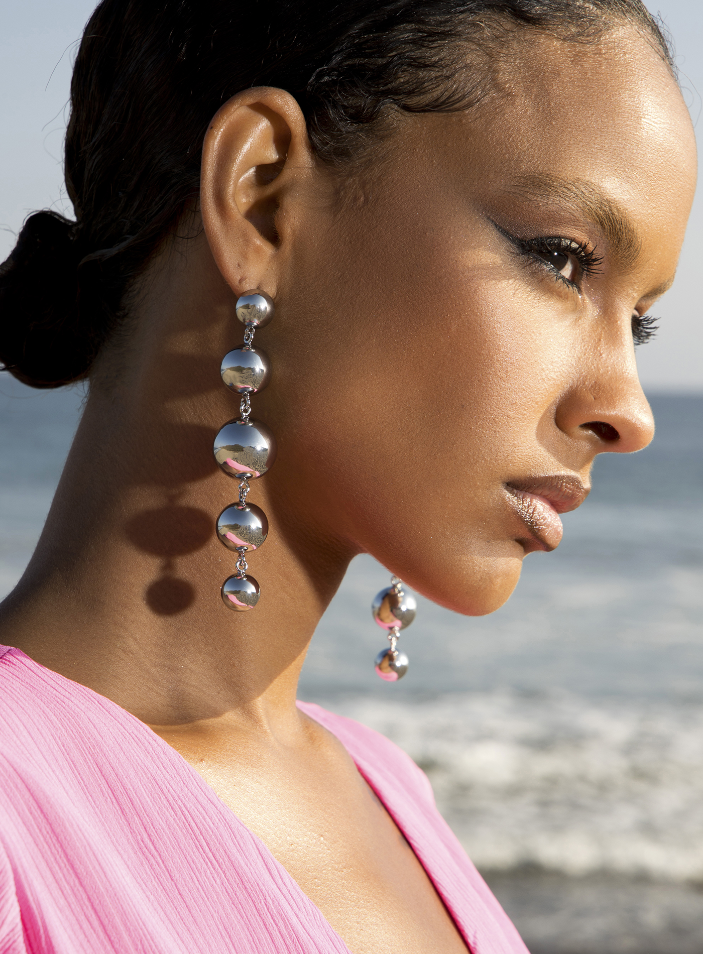 Solar Drop Earrings in Silver - Elizabeth Laine