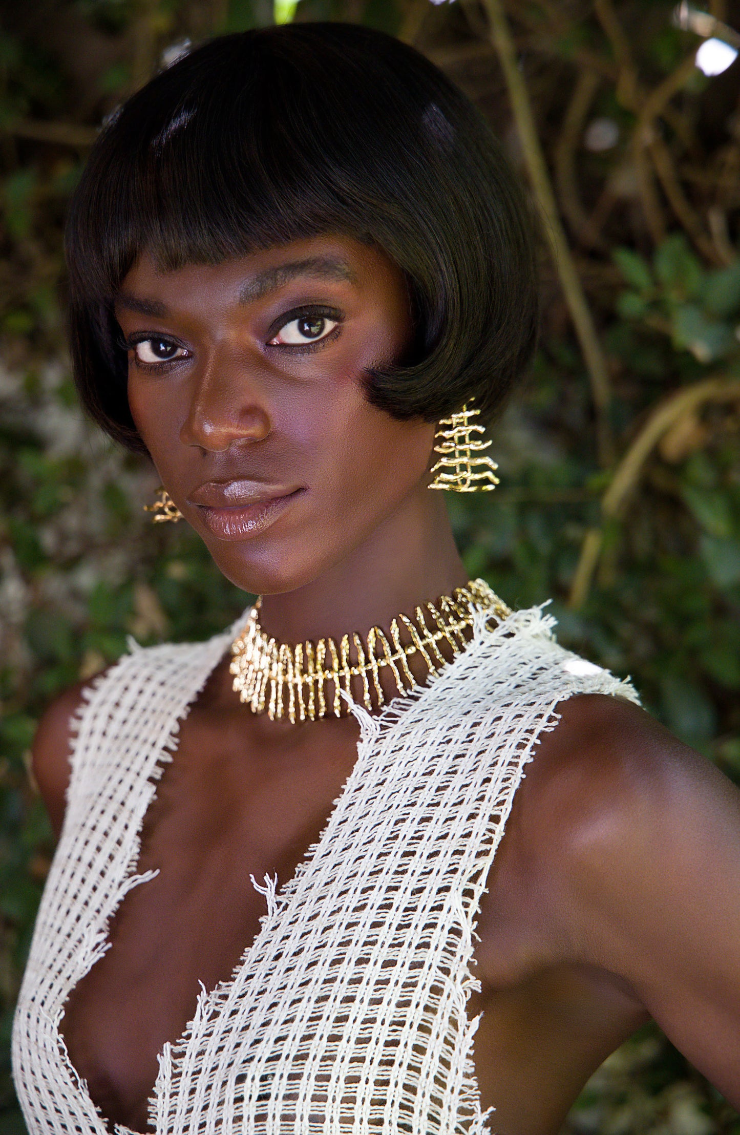 Twig Statement Necklace Gold