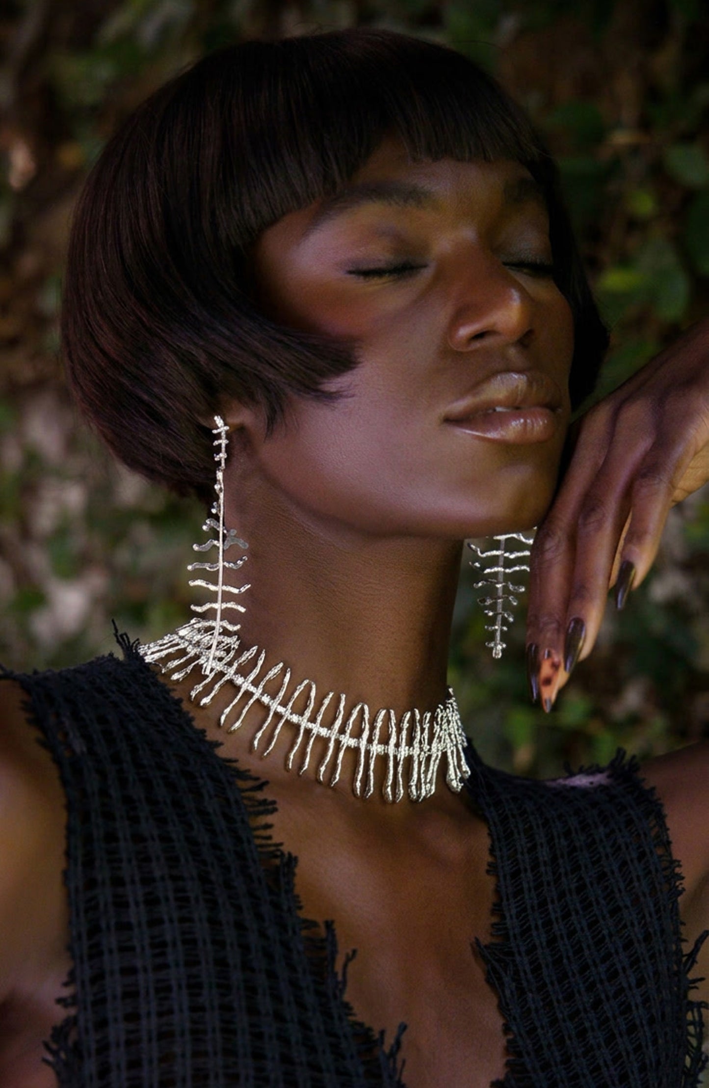 Twig Statement Necklace Silver