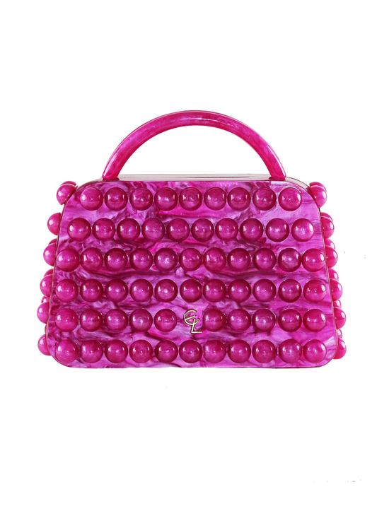 Bridgid Bubble Clutch Hot Pink Sample Sale - Elizabeth Laine 