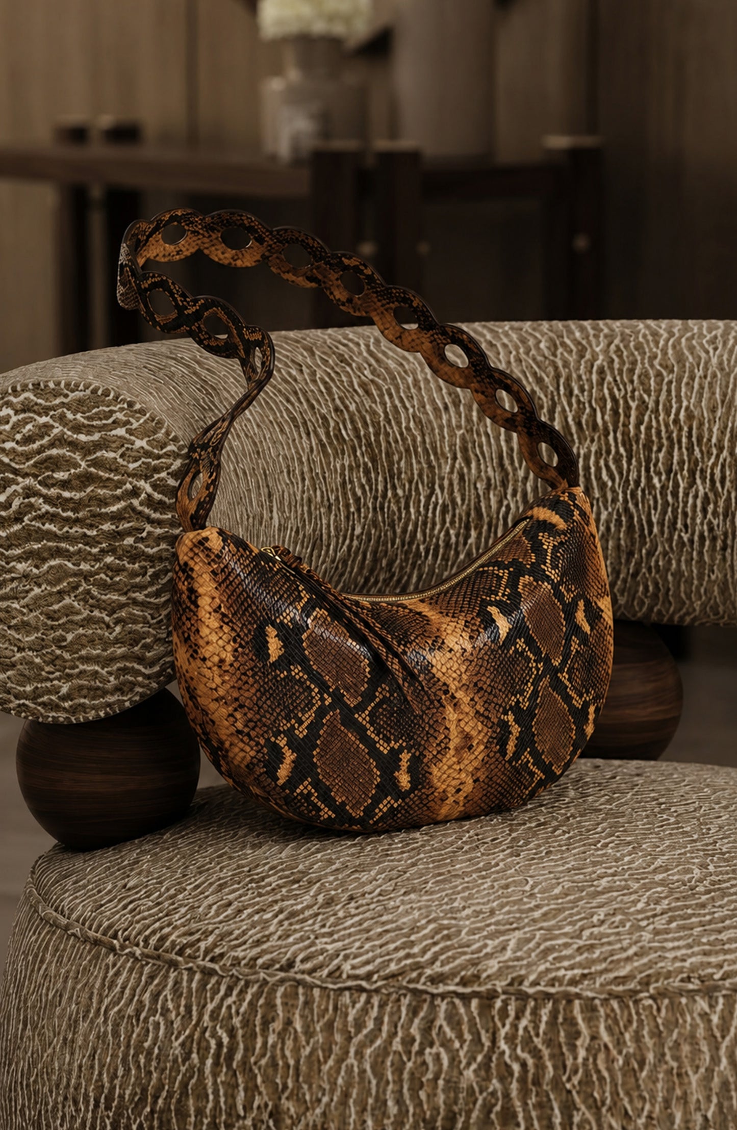 Empress Shoulder Bag Brown Snake