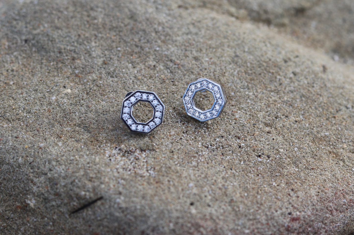 Octagon Stud Earrings in Silver