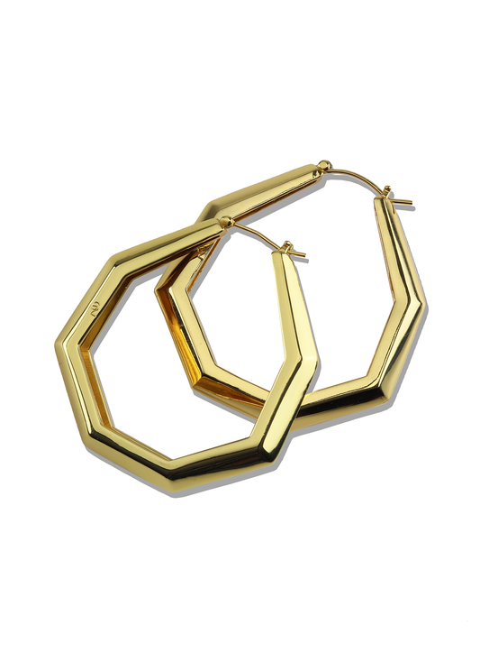 Large Octagon Hoops in Gold - Elizabeth Laine