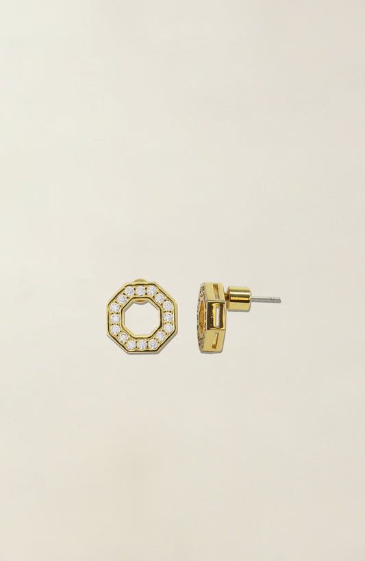 Octagon Stud Earrings in Gold