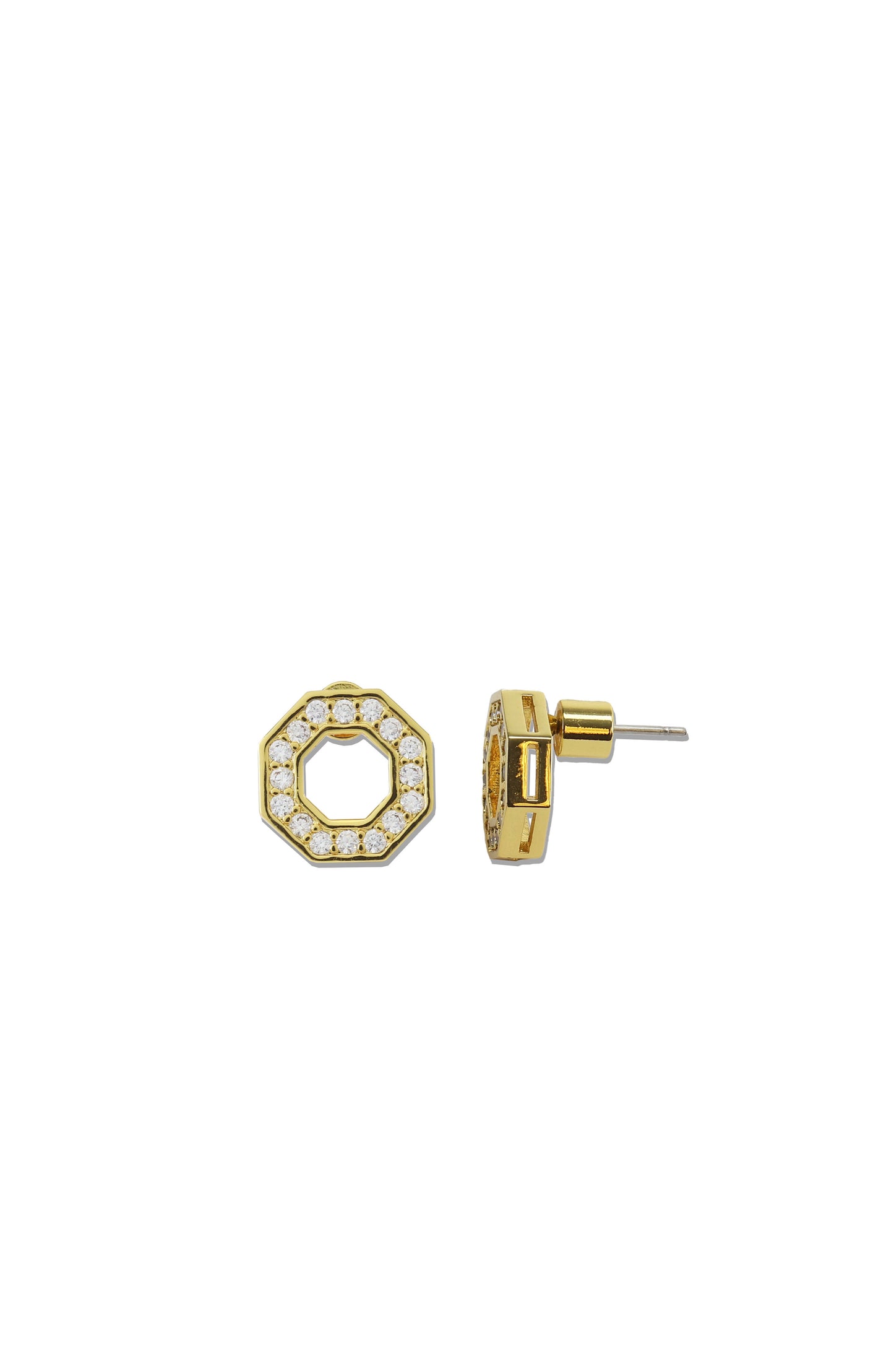 Octagon Stud Earrings in Gold