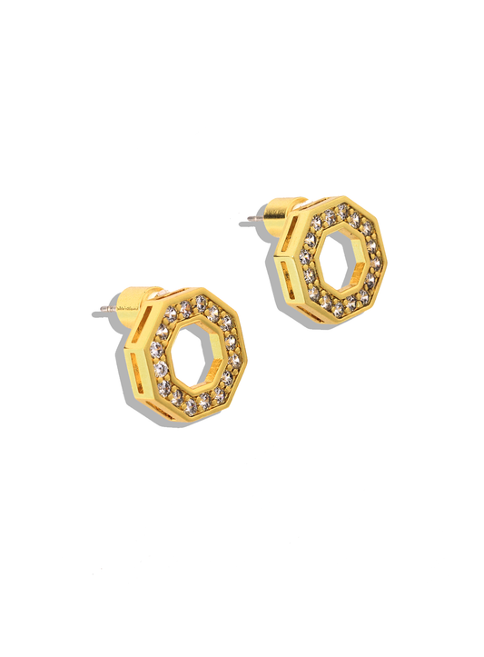 Octagon Stud Earrings in Gold