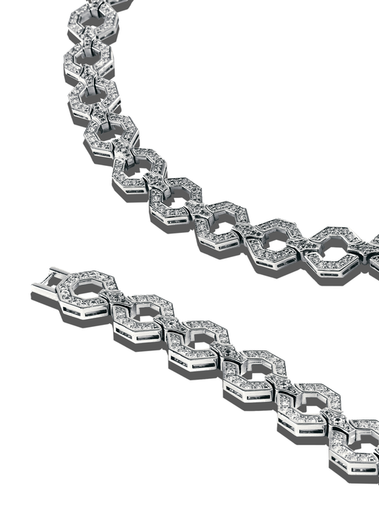 Octagon Choker Necklace in Silver - Elizabeth Laine