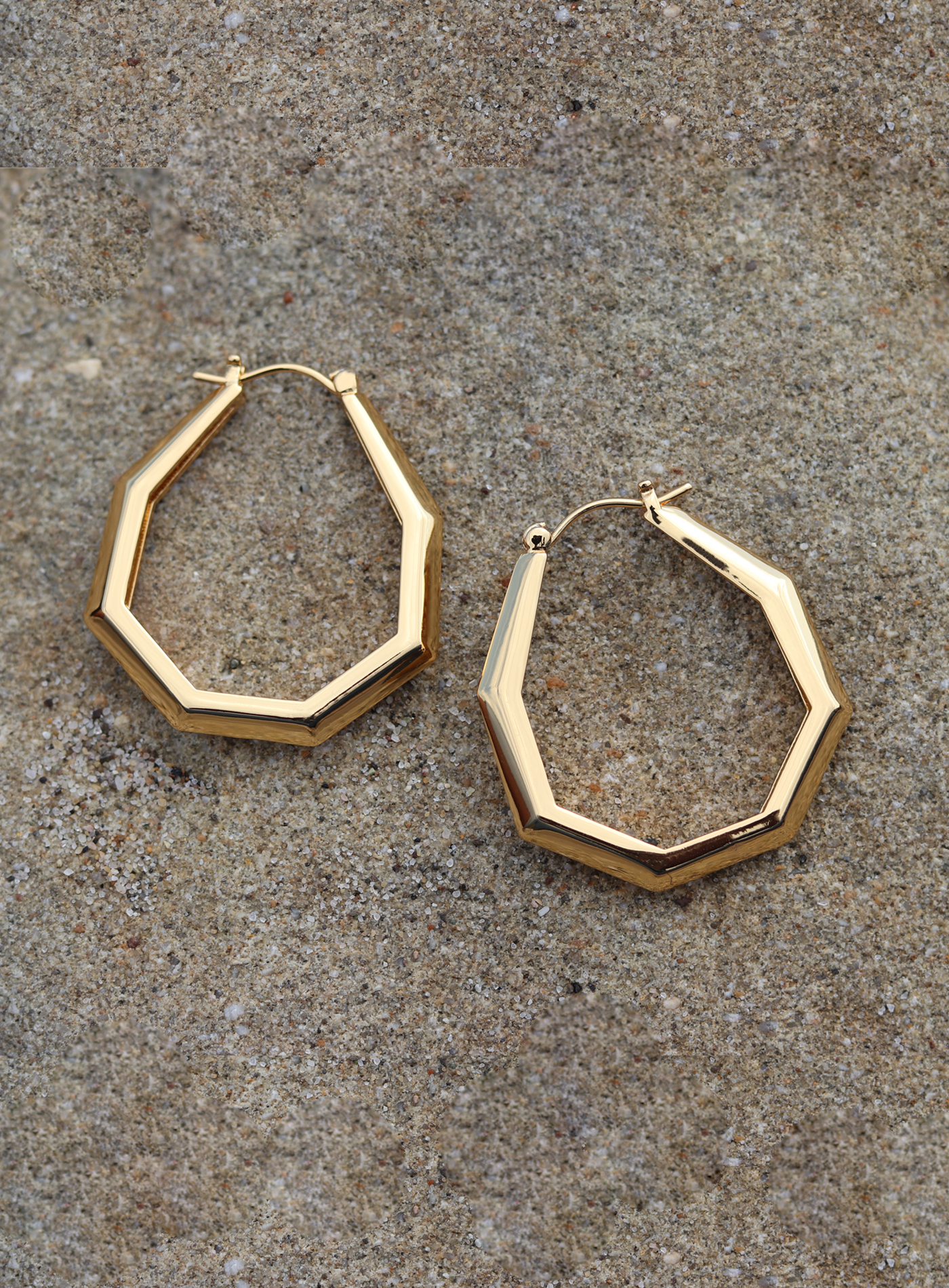 Small Octagon Hoops in Gold