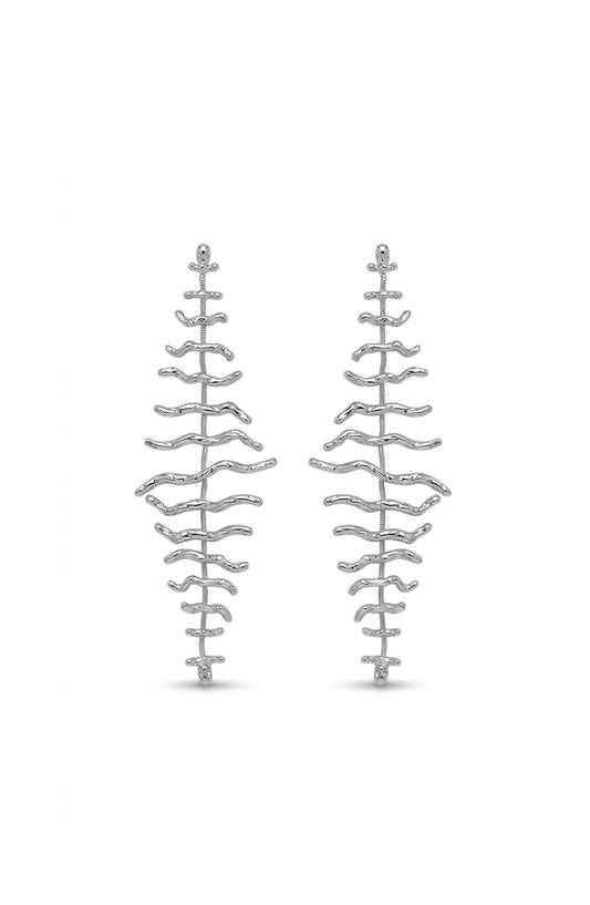 Twig Statement Earrings Silver