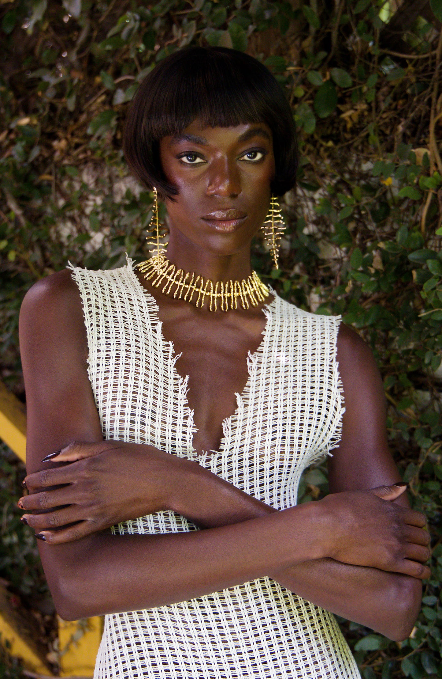 Twig Statement Earrings Gold