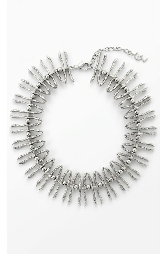 Twig Statement Necklace Silver