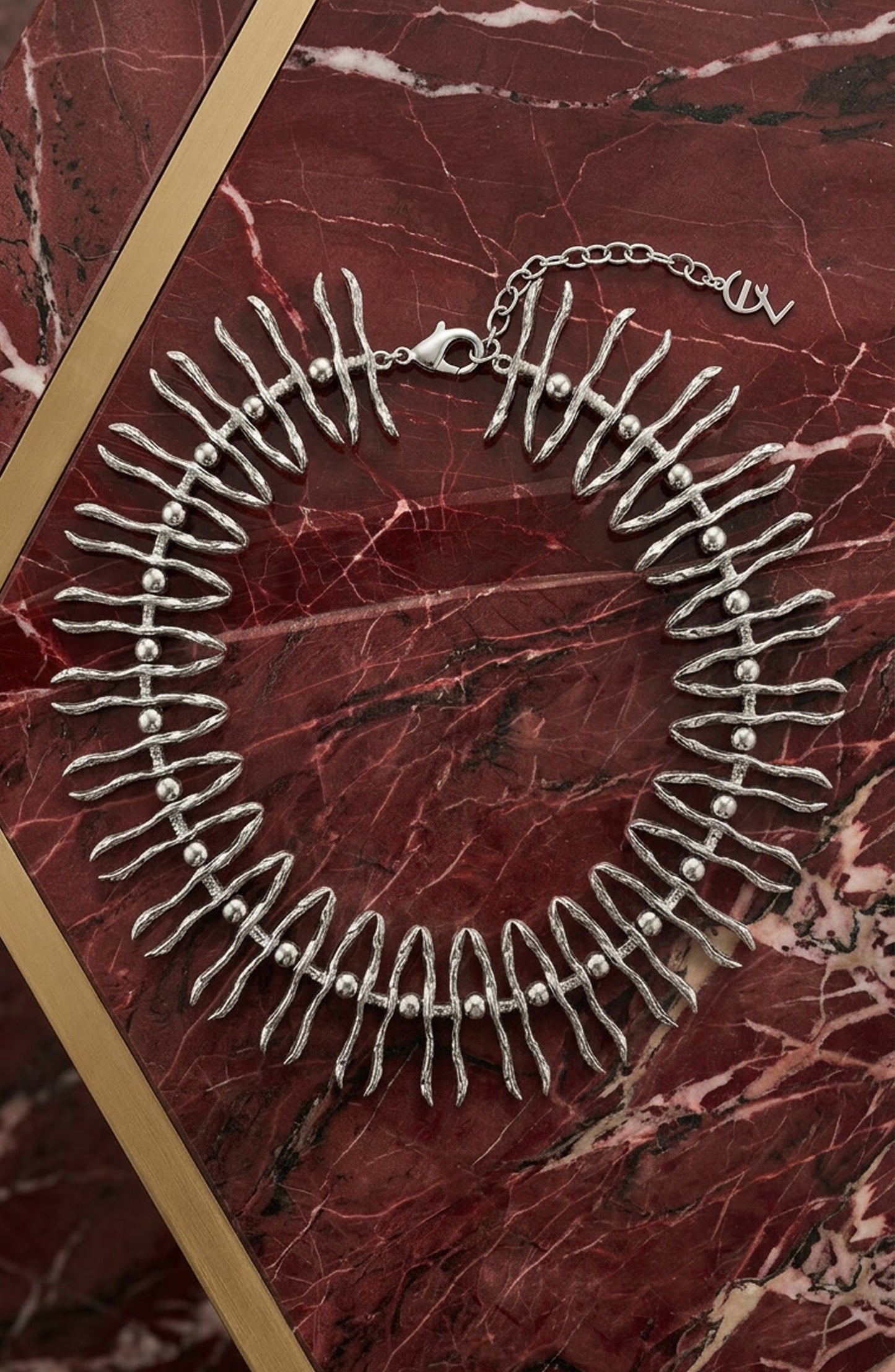 Twig Statement Necklace Silver