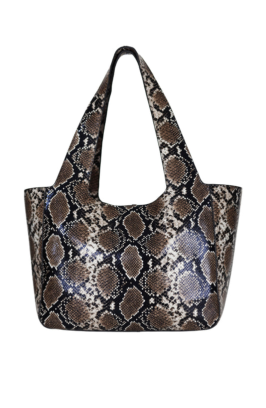 Venice Tote Natural Brown Snake