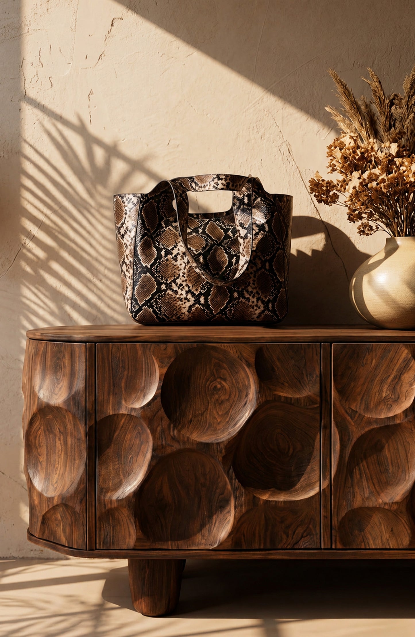Venice Tote Natural Brown Snake